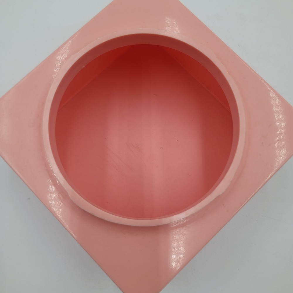 Vintage Bryan Pink Plastic Powder Box Art Nouveau Lady Hammock Vanity Jar - Picture 6 of 6